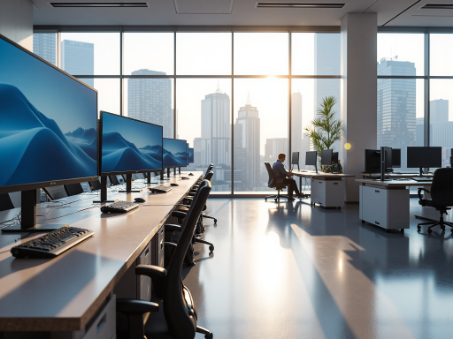 跨境电商办公场景，现代化办公室环境，专业团队工作状态，电脑屏幕显示电商数据，明亮自然光线